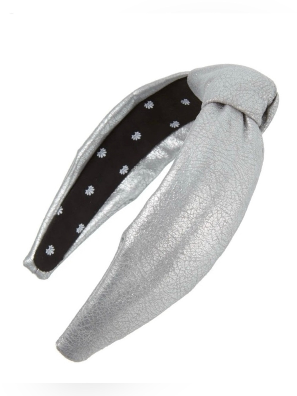 Lele Sadoughi Metallic silver Cracked faux leather headband